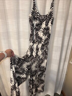 Black and White Palm Print Jumpsuit